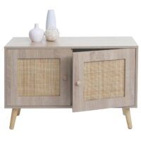 Kommode Sideboard Highboard Kubu Rattan Eiche-Optik