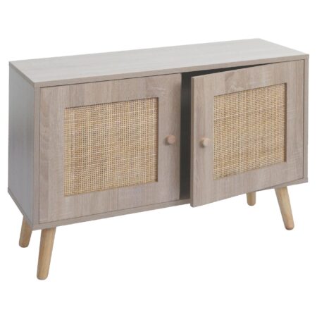 Kommode Sideboard Highboard Kubu Rattan Eiche-Optik