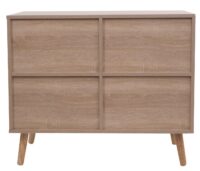 Kommode Sideboard Highboard Kubu Rattan 67x80x38cm Eiche-Optik