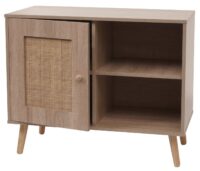 Kommode Sideboard Highboard Kubu Rattan 67x80x38cm Eiche-Optik