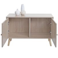 Kommode Sideboard Highboard Kubu Rattan Eiche-Optik
