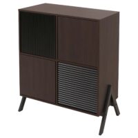 Kommode Sideboard Highboard Türen Staufächer 94x79x40cm Walnuss-Optik