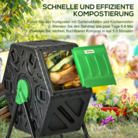 Komposter drehbar 65L aus Stahl und Kunststoff