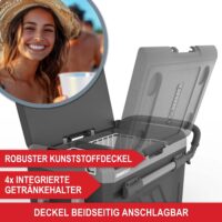 Elektrische Kühlbox mit 40 Liter Volumen und App-Steuerung.