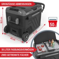 Große 50 Liter Kühlbox mit digitaler Temperatursteuerung per App.