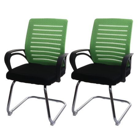 2er Set Konferenzstuhl Freischwinger Stoff grün bis 150 kg