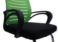 2er Set Konferenzstuhl Freischwinger Stoff grün bis 150 kg