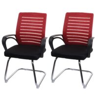 2er Set Konferenzstuhl Freischwinger Stoff rot bis 150 kg