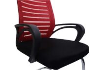 2er Set Konferenzstuhl Freischwinger Stoff rot bis 150 kg