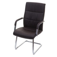 Konferenzstuhl Freischwinger aus braunem Kunstleder