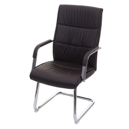 Konferenzstuhl Freischwinger aus braunem Kunstleder