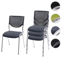 4er Set Konferenzstühle stapelbar Stoff dunkelgrau mit Chromfüßen