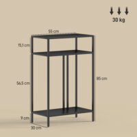 Konsolentisch schmal mit 3 Ablagen für Flur und Wohnzimmer 55cm
