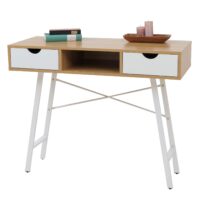 Konsolentisch Ablagentisch Beistelltisch 3D-Struktur 100x40cm naturbraun weiss
