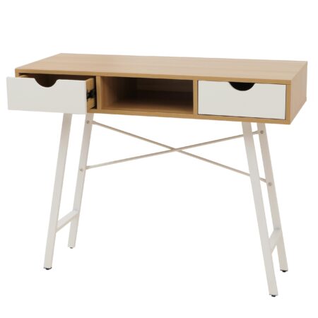Konsolentisch Ablagentisch Beistelltisch 3D-Struktur 100x40cm naturbraun weiss