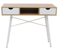 Konsolentisch Ablagentisch Beistelltisch 3D-Struktur 100x40cm naturbraun weiss