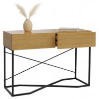 Konsolentisch Beistelltisch Ablagetisch Schublade Industrial 81x120x40cm Bambus-Optik