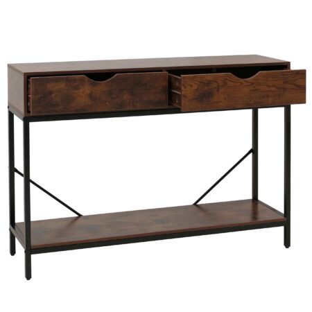 Konsolentisch Beistelltisch Ablagetisch Schubladen Industrial 76x109x30cm rotbraun