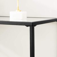 Konsolentisch Beistelltisch mit Glas und Metallrahmen in Schwarz.