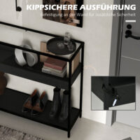 Konsolentisch Flurtisch Regal 100x30x78cm Schwarz - Moderner Konsolentisch für den Flur, in Schwarz.
