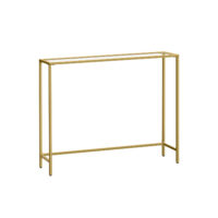 Glastisch in Gold-Transparent für stilvolle Wohnräume.