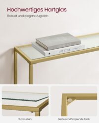 Glastisch in Gold-Transparent für stilvolle Wohnräume.