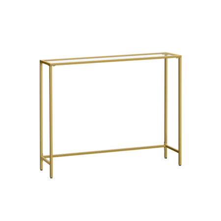 Glastisch in Gold-Transparent für stilvolle Wohnräume.