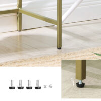 Goldfarbener Konsolentisch mit Glasplatte, stilvoll und elegant.