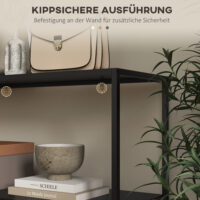 Konsolentisch Regal Beistelltisch mit Kippschutz 90x30x75cm Schwarz - Beistelltisch mit Kippschutz für Sicherheit.