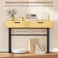 Konsolentisch schmal mit Schubladen und Metallgestell