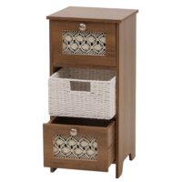 Konsolentisch Schubladenschrank 3 Korbschubladen Holz Melamin 63x30x30cm braun