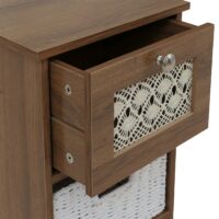 Konsolentisch Schubladenschrank 3 Korbschubladen Holz Melamin 63x30x30cm braun