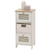 Konsolentisch Schubladenschrank 3 Korbschubladen Holz Melamin 63x30x30cm natur-weiss