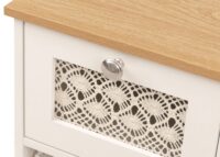 Konsolentisch Schubladenschrank 3 Korbschubladen Holz Melamin 63x30x30cm natur-weiss