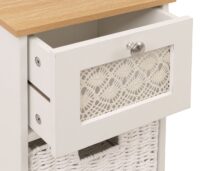 Konsolentisch Schubladenschrank 3 Korbschubladen Holz Melamin 63x30x30cm natur-weiss