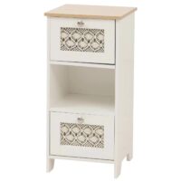 Konsolentisch Schubladenschrank 3 Korbschubladen Holz Melamin 63x30x30cm natur-weiss