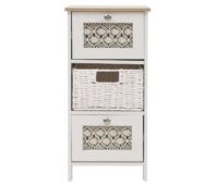 Konsolentisch Schubladenschrank 3 Korbschubladen Holz Melamin 63x30x30cm natur-weiss