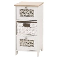 Konsolentisch Schubladenschrank 3 Korbschubladen Holz Melamin 63x30x30cm natur-weiss