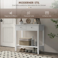 Konsolentisch Sideboard 2 Schubladen 80x40x75cm Weiss - Funktionales Sideboard in elegantem Weiss.