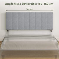 Kopfteil Bett höhenverstellbar für Schlafzimmer 160cm Leinenoptik grau