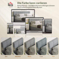Kopfteil Bett höhenverstellbar für Schlafzimmer 160cm Leinenoptik grau