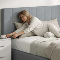 Kopfteil Bett höhenverstellbar für Schlafzimmer 160cm Leinenoptik grau