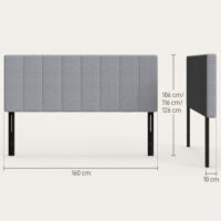 Kopfteil Bett höhenverstellbar für Schlafzimmer 160cm Leinenoptik grau