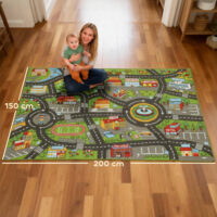 Krabbelmatte Baby Spielmatte rutschfest mit Stadtmotiv 200x150cm