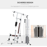 Kraftstation Fitnessstation mit Gewichten Latzug und Beincurl