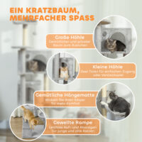 Kratzbaum mit Höhlen Sisalpfosten Hängematte und Spielball 160cm