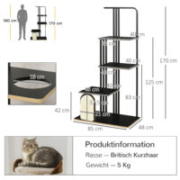 Kratzbaum für Katzen modern mit 3 Plattformen und Liegeflächen
