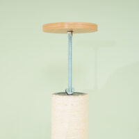 Deckenhoher Kratzbaum, 230-250cm hoch, in Eiche-Cremeweiss, mit Hängematte, ideal für Katzen, die gerne hoch klettern.