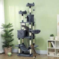 Kratzbaum gross mit Höhle und Sisalstämmen für grosse Katzen 206cm