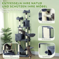 Kratzbaum gross mit Höhle und Sisalstämmen für grosse Katzen 206cm